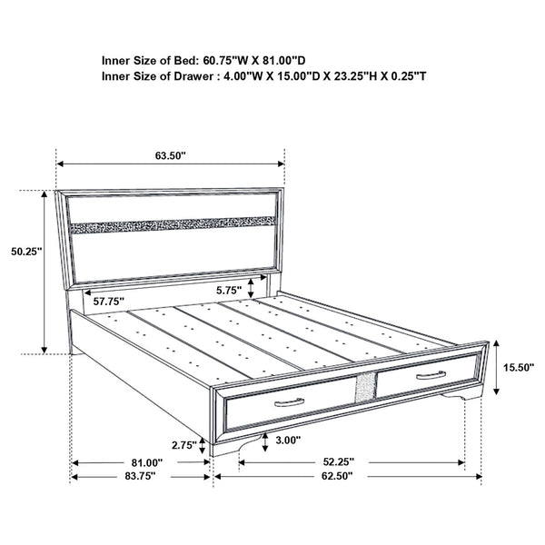 English Elm Corbin 5-Piece Queen Bedroom Set With Elegant White Finish, Rhinestone Handles & Built-In Storage B062S00924