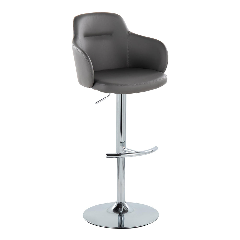 English Elm Boyne Adjustable Barstool Set Of 2: Stylish Grey Faux Leather With Chrome Base & 360° Swivel Comfort B202S00748