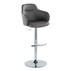English Elm Boyne Adjustable Barstool Set Of 2: Stylish Grey Faux Leather With Chrome Base & 360° Swivel Comfort B202S00748
