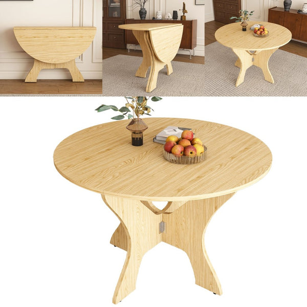 English Elm 43 Inch Foldable Mdf Dining Table with Warm Wood Grain Veneer for Compact Living Ancient Oak W2700P409329
