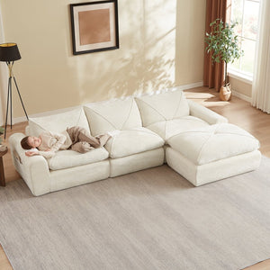 English Elm Modern Chenille Modular Sectional Sofa with Foot Pedals for Living Room Comfort Beige W3396S00065