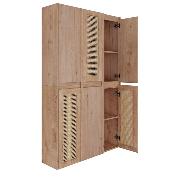 English Elm 36" Bathroom Side Cabinet - Wall-Mounted Floating Design With Soft-Close Doors & Versatile Storage W999S00341