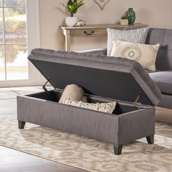 English Elm Christopher Knight Home® - Juliana Storage Ottoman – Versatile Gray Fabric Seating & Organizer For Modern Living Spaces 57741.00GAY