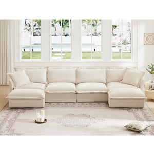 English Elm Slipcovered U-Shape Sectional Sofa With Plush Deep Seats, Modular Design & Washable Chenille Covers W3041S00010-GIGA