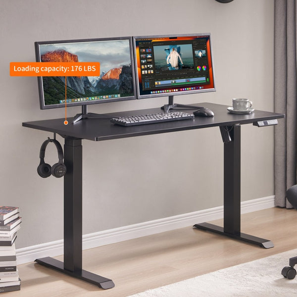 English Elm Electric Sit Stand Desk with Seamless One Piece Top and Industrial Steel Frame W1769P345624
