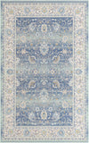 Unique Loom Whitney Bordeaux Machine Made Floral / Botanical Rug French Blue, Ivory/Light Blue/Gold/Gray/Light Green 5' 3" x 8' 0"