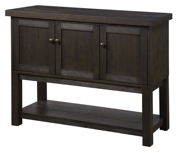 English Elm Distressed Walnut Server with 3 Doors, 1 Shelf, Square Wooden Legs, Classic Clean-Lined Storage Elegance B062P215509