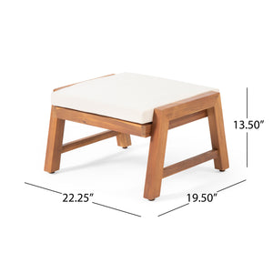 English Elm Christopher Knight Home® - Temecula Acacia Wood Outdoor Ottomans Set of 2 with Cushions — Weather-Resistant, Versatile Footrests Beige+Brown 66468.00CRM