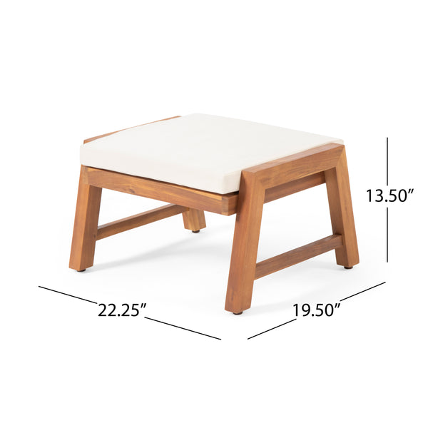 English Elm Christopher Knight Home® - Temecula Acacia Wood Outdoor Ottomans Set of 2 with Cushions — Weather-Resistant, Versatile Footrests Beige+Brown 66468.00CRM