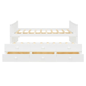English Elm Full Size Daybed with Trundle Twin Pullout and Three Storage Drawers for Guest Rooms LP100341AAK