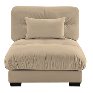 English Elm Milano Velvet Armless Sofa with Cloud Seat Cushion and Bolster Pillows for Luxe Living Room Comfort Tan W714P228695