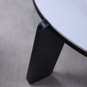 English Elm Set of 2 Round Sintered Stone Nesting Tables Sleek Modern Accent for Living Rooms W2899P405896