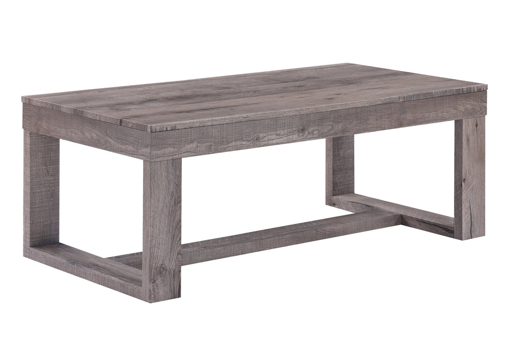 English Elm 3pc Rustic Contemporary Cocktail Set with Rectangular Coffee Table and Two Square End Tables, Durable Style Brown,Gray,Tan 51.5 L x 28 W x 10 H B011S01433