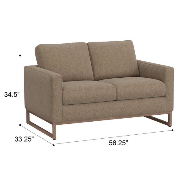 English Elm Truffle Two Seat Loveseat with Taupe Upholstery and Sleek Metal Legs for Modern Spaces B361P482533