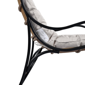 English Elm Christopher Knight Home® - 3 Piece Wicker Patio Set with Cloud-Like Cushions, Acacia Top Table, Rust-Resistant Steel Frame Beige,Black+Natural N780P209442N