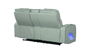 English Elm Fortuner Faux Leather Loveseat Gray with Power Recline, Massage, LED Lighting, USB, Bluetooth, Console G150109101