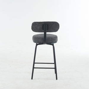 English Elm Modern Bouclé Swivel Bar Stools Set of 2 — Counter Height Fabric Seats with Metal Frame & Footrest, 360° Comfort Grey W1901P264273