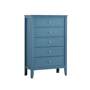 English Elm Daniel Assembled 5-Drawer Chest with English Dovetail Drawers, Metal Hardware & Solid Wood Frame Teal 51 L x 34 W x 18 H B078P400746