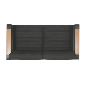 English Elm Christopher Knight Home® - GIOVANNA Loveseat Black Aluminum Frame with WPC Arm Accents, Water-Resistant Cushions, Weatherproof 71735.00BLK