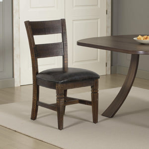 English Elm Flint Ladderback Dining Chairs Set of Two Mahogany Frame with Gray Upholstered Seat B056P416924
