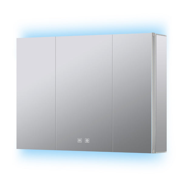 English Elm Corsica Triple Door Led Medicine Cabinet with Defogger Aluminum Frame Bathroom Mirror B2731P477803
