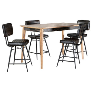 English Elm Senko Solid Sheesham Wood Counter Dining Set with Leather Chairs for Modern Kitchens B062S01629