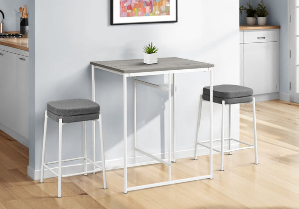 English Elm Barstool, Set Of 2 Counter Height Stools, Grey Fabric & White Metal, Modern Comfort For Kitchen B2710P287018