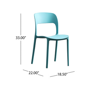 English Elm Christopher Knight Home® - KATHERINA Teal Injection-Molded PP Side Chairs Set of 2 with Firwood Seats, Mid-Century Outdoor Flair 64270.00T