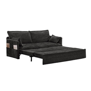 English Elm 59.5" Chenille Sleeper Sofa with Usb Charging Storage and Firm Foam Support W2606P301327