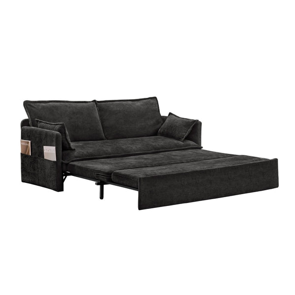 English Elm 59.5" Chenille Sleeper Sofa with Usb Charging Storage and Firm Foam Support W2606P301327