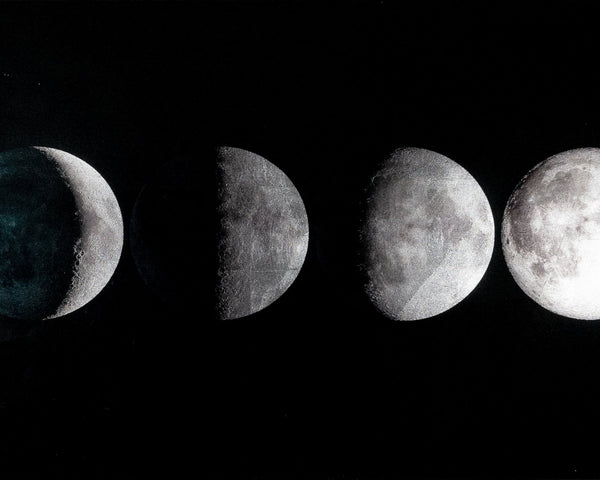 Sunpan MOON Phases Luxe Art Landscape - 72" x 30" Charcoal Frame with Silver Leaf Accents for Elegance A0330