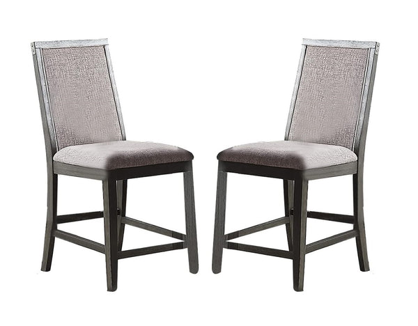 English Elm Modern Upholstered Dining Chairs Set of 2 — Stylish Fabric Seats with Foam Cushion, Solid Rubberwood Frame, Easy Assembly Grey 43 L x 19 W x 13 H B011P314243