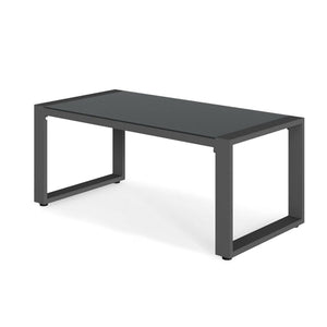 English Elm 44" Rectangular Outdoor Coffee Table Powder Coated Aluminum with Tempered Glass Patio B082P455139