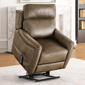 English Elm Transitional Multi-Function Glider Recliner with Channel Back, Cup Holders, Hidden Storage, Upholstered Comfort Brown 34 L x 31 W x 35 H B2741P387682