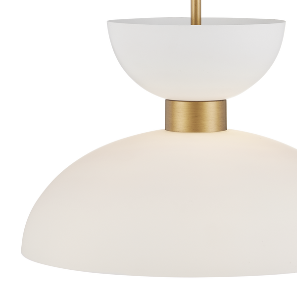 Zevio Modern White Pendant Light - Elegant Frosted Glass & Brass Finish, Adjustable Height Design