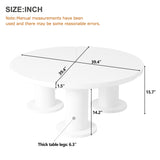 English Elm Φ39.4'' Easy Assembly Round Petal-Shaped Coffee Table, Cream Style Center Table With 3 Thick Legs, Minimalist Irregular End Table With Sleek Round Edges For Living Room, White