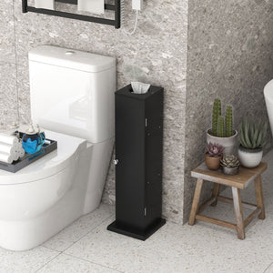 English Elm HOMCOM Modern Corner Toilet Paper Tower Cabinet with Hidden Screw Design and Magnetic Door Lock Black W2225P217011