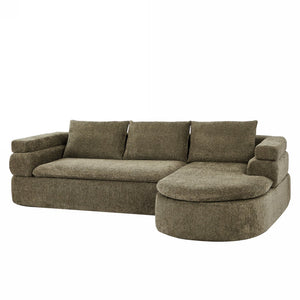 English Elm 106" L-shaped Sectional Sofa Modular Chaise Lounge Neutral Fabric Living Room Olive Green N771P396321L_N771P396322L