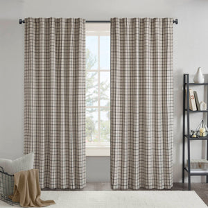 JLA Home Madison Park - Plaid Thermal Fleece Lined Curtain Panel — Heavyweight Plaid Insulating Drapery for Cozy, Filtered Light Black MP40-8734