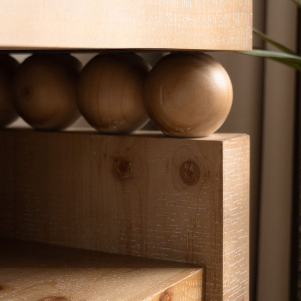 English Elm 59in Modern Rustic Console Table with Open Shelf & Bead Detail, Narrow 15.5" Depth Entryway Accent Bitte W2729P270746