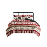 Woolrich Tunbridge Lodge/Cabin Print Sherpa Comforter Set WR10-3857 Red/Black