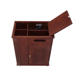 English Elm Powered Narrow End Table with Charging Station, Walnut Bedside Table with Wheels, USB Ports, Storage W1693P227261
