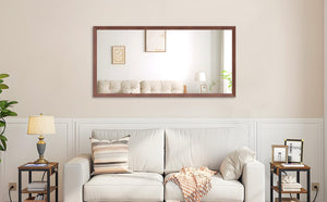 English Elm 60"x30" Oversized Modern Rectangle Bathroom Mirror with Slim Aluminum Frame, Explosion-Proof Glass, Versatile Mounting Options for Vanity, Entryway, Bedroom, Living Room Walnut W708P297663