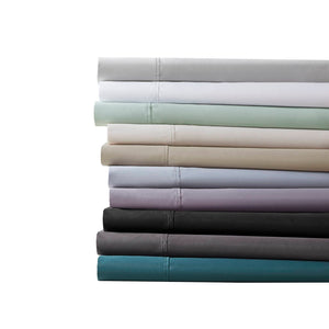 English Elm 4-piece Queen Sateen Cotton Blend Sheet Set for Cool Breathable Sleep Year Round Black B035P437454