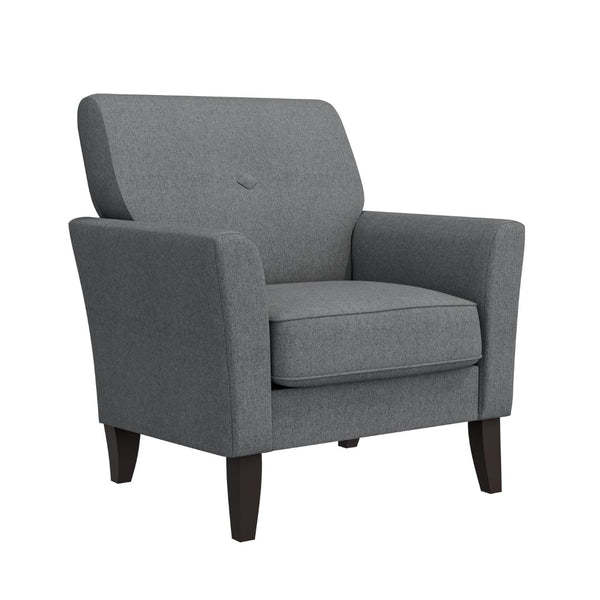 English Elm Dorset Barrel Accent Chair Velour Upholstery Solid Legs Compact Living Room Seating Gray B127P495071