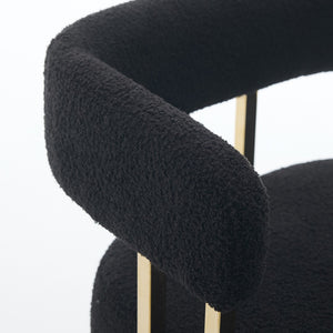 English Elm Ts Teddy Fleece Accent Chair Set of Two with Gold Square Legs for Glam Modern Spaces Black+Gold W2311P412749