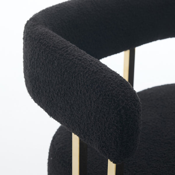 English Elm Ts Teddy Fleece Accent Chair Set of Two with Gold Square Legs for Glam Modern Spaces Black+Gold W2311P412749
