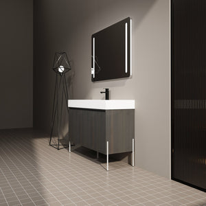 English Elm 48" Freestanding Bathroom Vanity with Resin Sink and Spacious Cabinet, Soft-Close Doors, Durable Finish Dark Oak W1972S00015