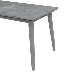 English Elm Portrush Mid-century Dining Table Marble Finish Top with Tapered Solid Wood Legs B127P495092