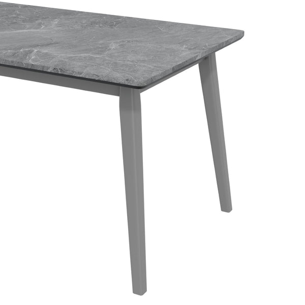 English Elm Portrush Mid-century Dining Table Marble Finish Top with Tapered Solid Wood Legs B127P495092